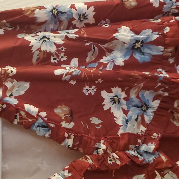 NWT Cupshe Floral Blouson Sleeve Dress - Sz L - Picture 6 of 6